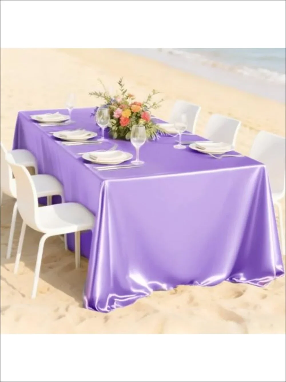 4 Pack Satin Rectangle Tablecloth 58 x 102 Inch Stain Wrinkle Resistant